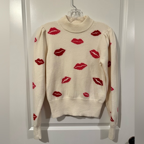 Kate Spade Lips Kisses Sweater Pink and Red Size Small - Picture 9 of 13